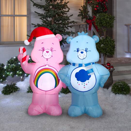 4ft. Airblown® Inflatable CloudCo Cheer & Grumpy with Candy Cane Christmas Light Scene